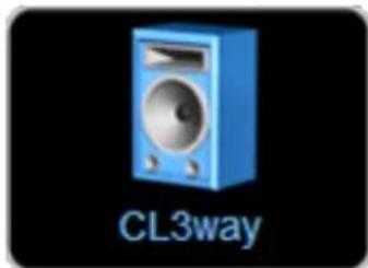 Blue speaker icon with 'CL3way' text below (no other symbols or text)