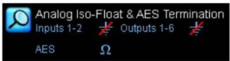 Analog Iso-Float & AES Termination Inputs 1-2 Outputs 1-6 AES Ω