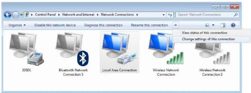 Control Panel > Network and Internet > Network Connections > Search Network Connections Organize Disable this network device Diagnose this connection Rename this connection 335D1 Bluetooth Network Connection 5 Local Area Connection Wireless Network Connection Wireless Network Connection 2 View statu…
