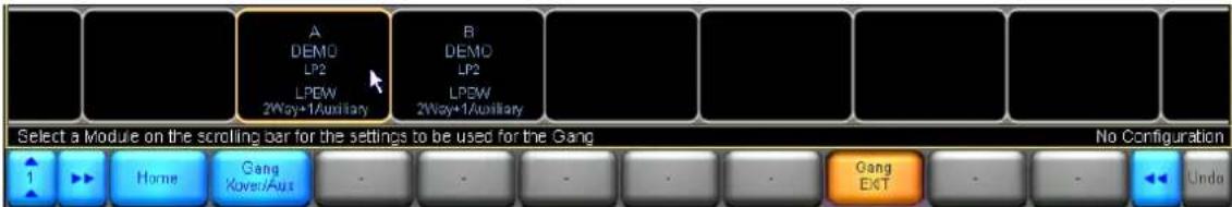 A DEMO LP2 LPEW 2Way+1/Auxiliary B DEMO LP2 LPEW 2Way+1/Auxiliary Select a Module on the scrolling bar for the settings to be used for the Gang No Configuration 1 Home Gang Kover/Aux - - - - - Gang EXT - - - Undo