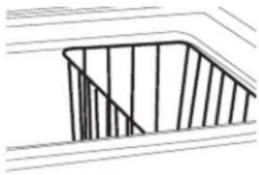 Simple line drawing of a balcony railing with railings (no text or symbols)