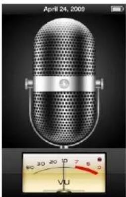 Illustration of a vintage-style microphone with a digital voltmeter showing voltage reading (no text or symbols on the microphone itself)