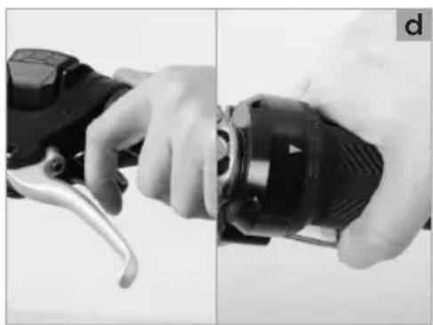 Close-up of hands operating a black electric shaver tool, showing mechanical components and grip (no text or symbols visible)