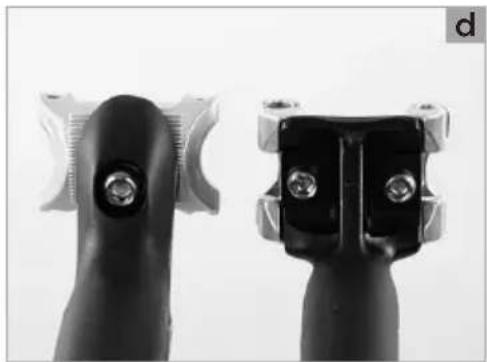 Close-up of two black mechanical components with screws, shown from top and side views (no text or symbols visible)