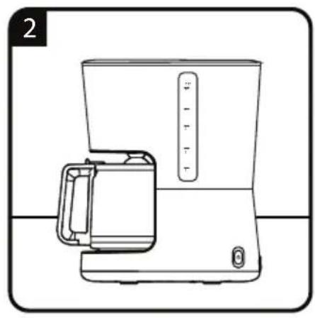 Line drawing of a coffee maker with a handle and lid, no text or symbols present