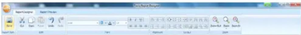 Testa Report Designer Report Designer Report Preview Save Ctrl Copy Paste Undo PDFs Report turn Edit Print Export Alignment Layout Zoom