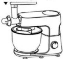 Line drawing of a kitchen mixer with a bowl and handle (no text or symbols)