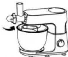 Line drawing of a kitchen mixer with handle and control panel (no text or symbols)