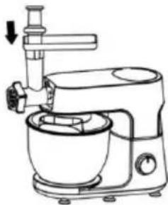 Line drawing of a kitchen mixer with handle and control panel (no text or symbols)