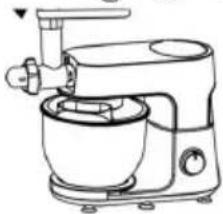 Line drawing of a kitchen mixer with handle and control panel (no text or symbols)