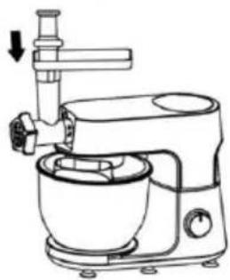 Line drawing of a kitchen mixer with handle and control panel (no text or symbols)