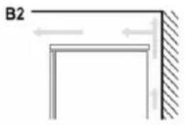 Simple line drawing of a corner bracket with hatched shading and dimension arrows (no text or symbols)