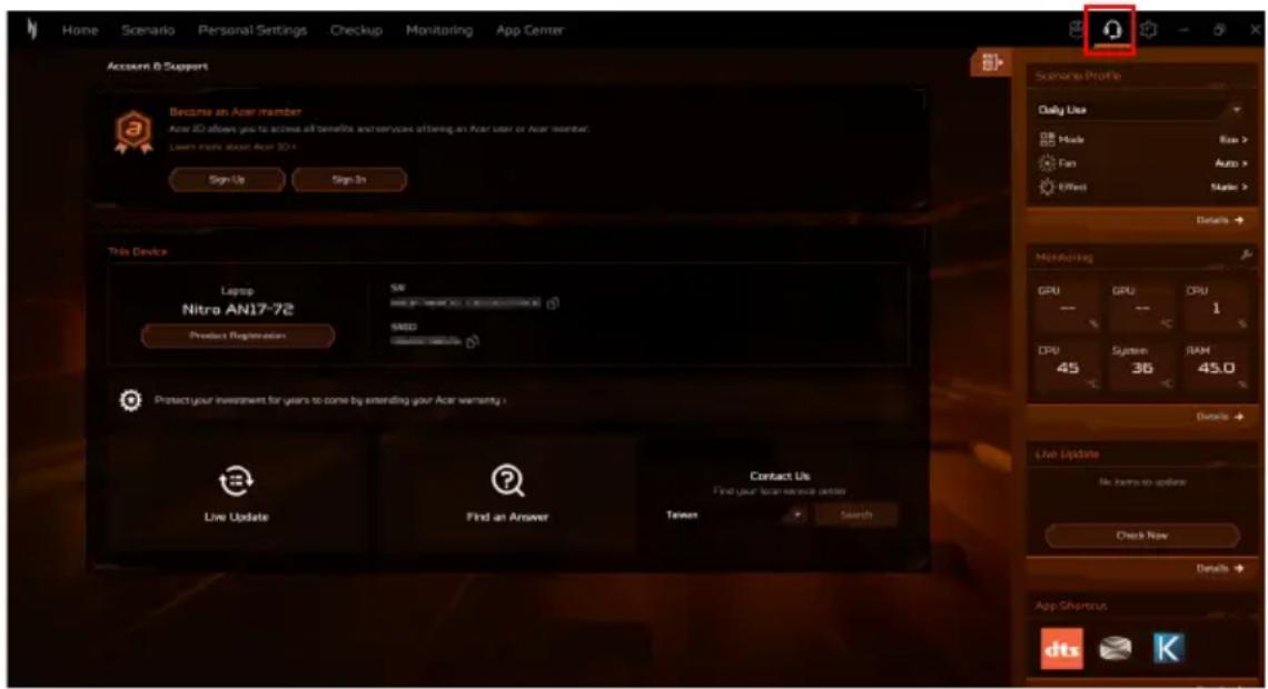 ACER Nitro V 14 - Paramètres NitroSense - 2