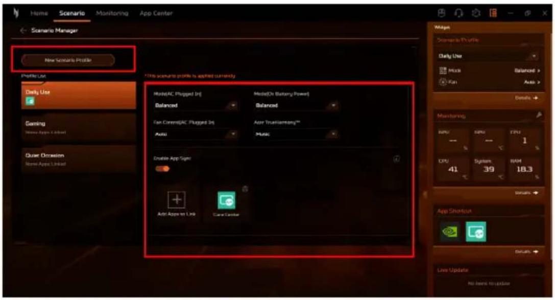 ACER Nitro V 15 - Création d'un nouveau profil de scénario - 1