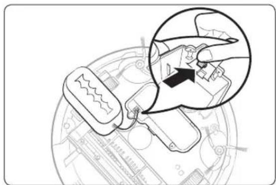 Technical diagram of a mechanical component with an inset showing a close-up view of a tool interacting with a bracket (no text or symbols).
