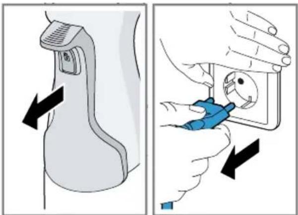 Illustration showing two-step installation of a handheld device: one being adjusted for the other to switch a socket (no text or symbols present).