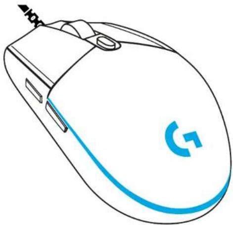 Line drawing of a computer mouse with a blue logo on the side (no text or symbols present)