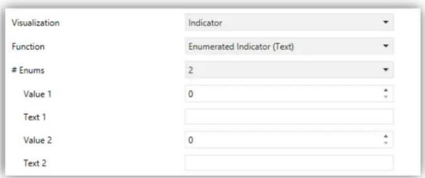Visualization Function Enums Value 1 Text 1 Value 2 Text 2 Indicator Enumerated Indicator (Text) 2 0 0 ▼ ▲ ▼ ▲ ▼