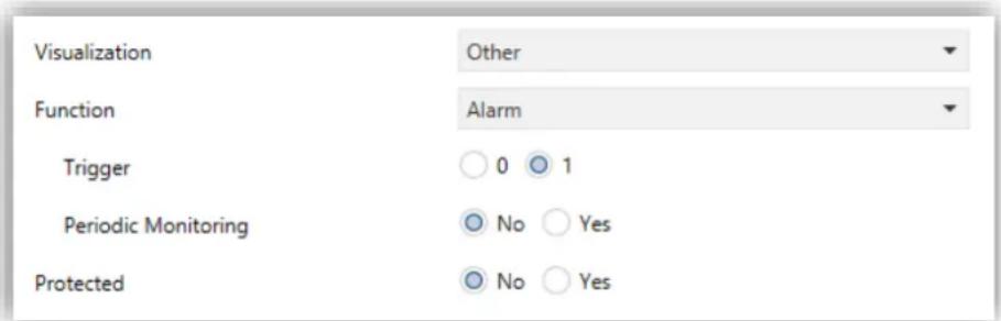 Visualization Function Other Alarm Trigger 0 1 Periodic Monitoring No Yes Protected No Yes