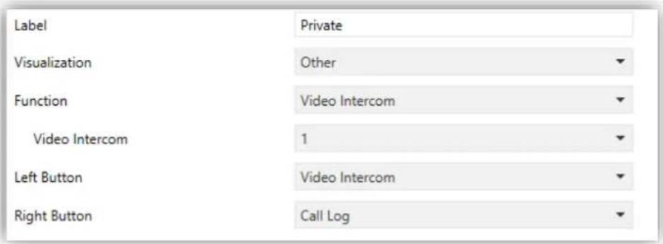 Label Visualization Other Function Video Intercom Video Intercom 1 Left Button Video Intercom Right Button Call Log