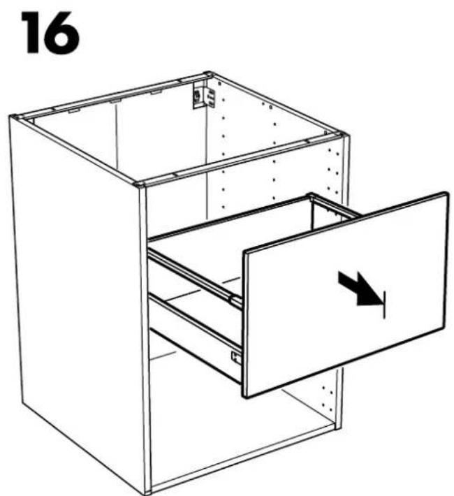 Dessin au trait d'une armoire avec une porte ouverte et une flèche directionnelle (pas de texte ni de symboles)