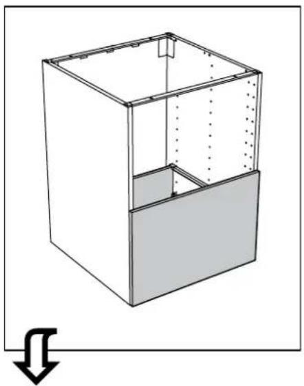 Schéma 3D d'un boîtier rectangulaire avec structure interne et trous de montage, montrant les composants internes et l'alignement (pas de texte ni de symboles)