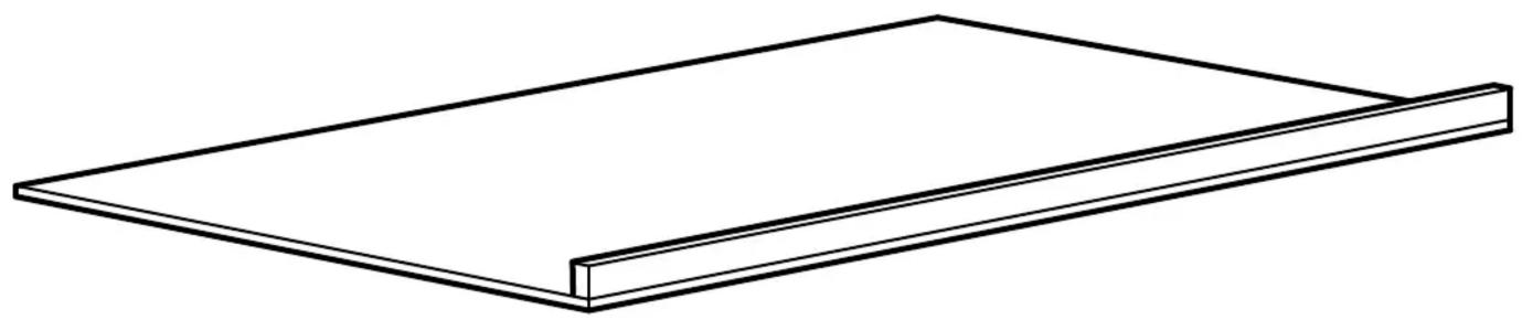 Dessin au trait simple d'une plaque ou étagère rectangulaire avec un dessus plat et un côté horizontal (sans texte ni symboles).