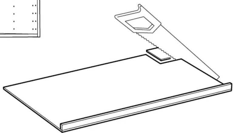 Dessin au trait d'une scie coupant une surface plane, sans texte ni symboles.