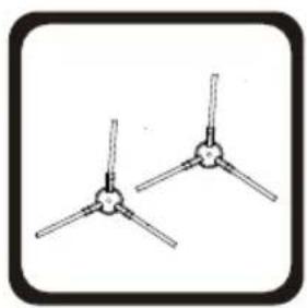 Simple line drawing of two identical propeller blades (no text or symbols)