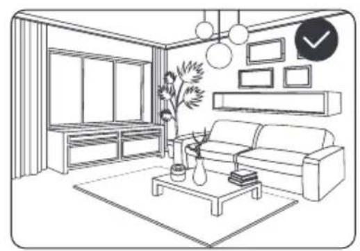 Line drawing of a modern living room with sofa, coffee table, and wall art (no text or symbols)