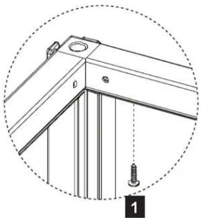 Technical line drawing of a structural bracket with screw and mounting holes, enclosed in a dashed circular boundary (no text or symbols)