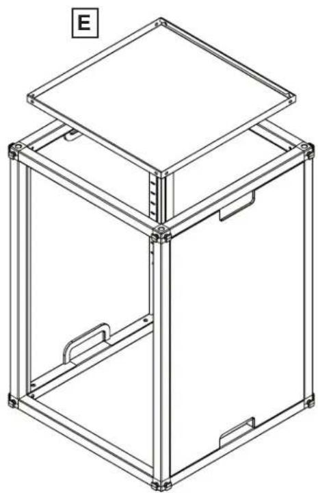 Isometric line drawing of a modular metal frame structure with no text or symbols