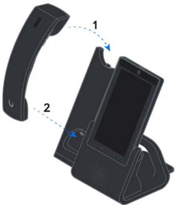 3D diagram of a handheld device with labeled parts (1 and 2), showing internal components and a curved arrow indicating rotation or adjustment (no text or symbols present)