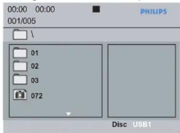00:00 00:00 001/005 PHILIPS 01 02 03 072 Disc USB1