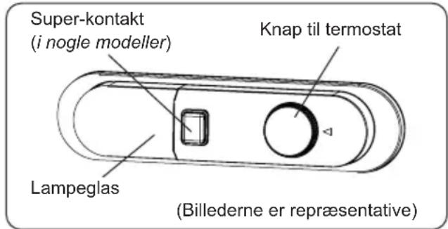 Super-kontakt (i nogle modeller) Knap til termostat Lampeglas (Billederne er repræsentative)