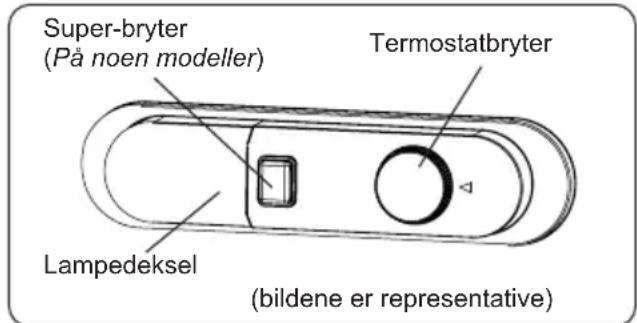 Super-bryter (På noen modeller) Termostatbryter Lampedeksel (bildene er representative)