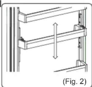 Technical diagram showing a structural assembly with two vertical supports and a double-headed arrow indicating direction (no text or symbols).