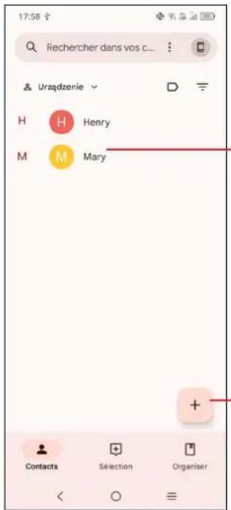 17:58 Rechercher dans vos c... Appareil H Henry M Mary + Contacts Sélection Organiser < ○ ≡