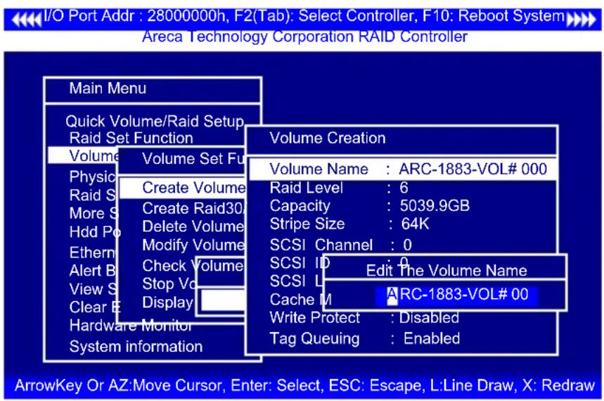 I/O Port Addr : 28000000h, F2(Tab): Select Controller, F10: Reboot System Areca Technology Corporation RAID Controller Main Menu Quick Volume/Raid Setup Raid Set Function Volume Volume Set Fu Physio Create Volume Raid S Create Raid30 More S Delete Volume Hdd Po Modify Volume Ethernet Check Volume Al…