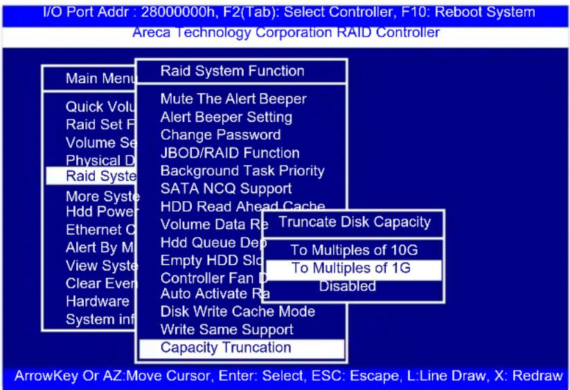 I/O Port Addr : 28000000h, F2(Tab): Select Controller, F10: Reboot System Areca Technology Corporation RAID Controller Main Menu Quick Volu Raid Set F Volume Se Physical D Raid Syste More Syste Hdd Power Ethernet O Alert By M View Syste Clear Even Hardware System inf Raid System Function Mute The Al…