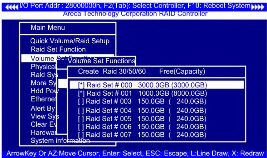 I/O Port Addr : 28000000h, F2(Tab): Select Controller, F10: Reboot System Areca Technology Corporation RAID Controller Main Menu Quick Volume/Raid Setup Raid Set Function Volume Set Function Physical Raid Sys More Sy Hdd Pow Ethernet Alert By View Sys Clear Ev Hardware System information Create Raid…