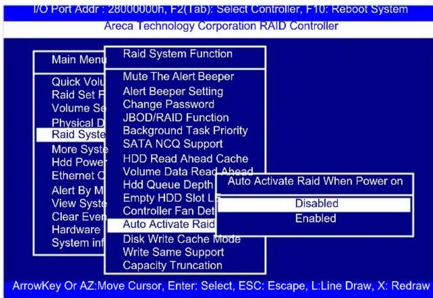 I/O Port Addr : 28000000h, F2(Tab): Select Controller, F10: Reboot System Areca Technology Corporation RAID Controller Main Menu Quick Volu Raid Set F Volume Se Physical D Raid Syste More Syste Hdd Power Ethernet O Alert By M View Syste Clear Even Hardware System inf Raid System Function Mute The Al…