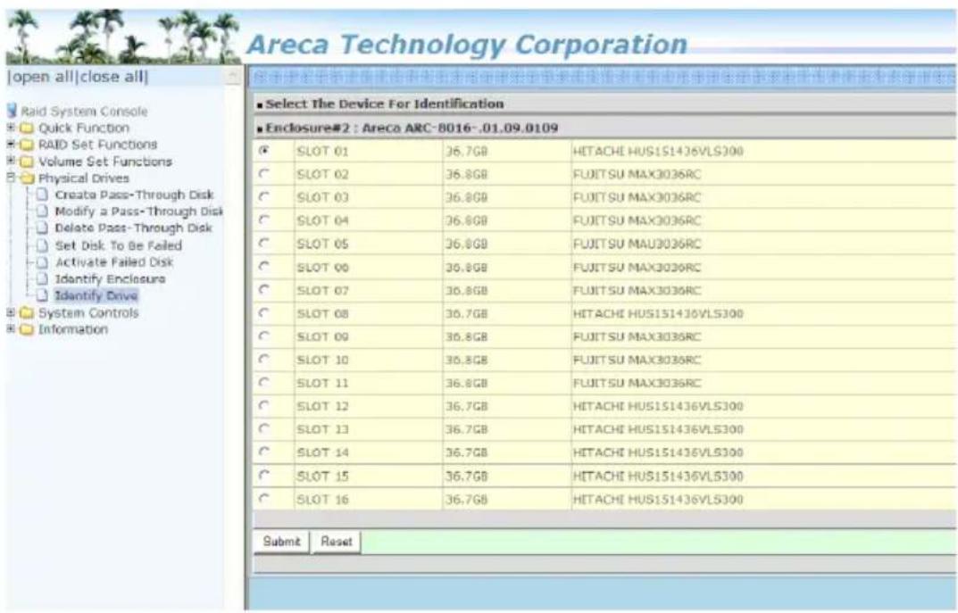 Areca Technology Corporation [open all|close all] Raid System Console Quick Function RAID Set Functions Volume Set Functions Physical Drives Create Pass-Through Disk Modify a Pass-Through Disk Delete Pass-Through Disk Set Disk To Be Failed Activate Failed Disk Identify Enclosure Identify Drive Syste…