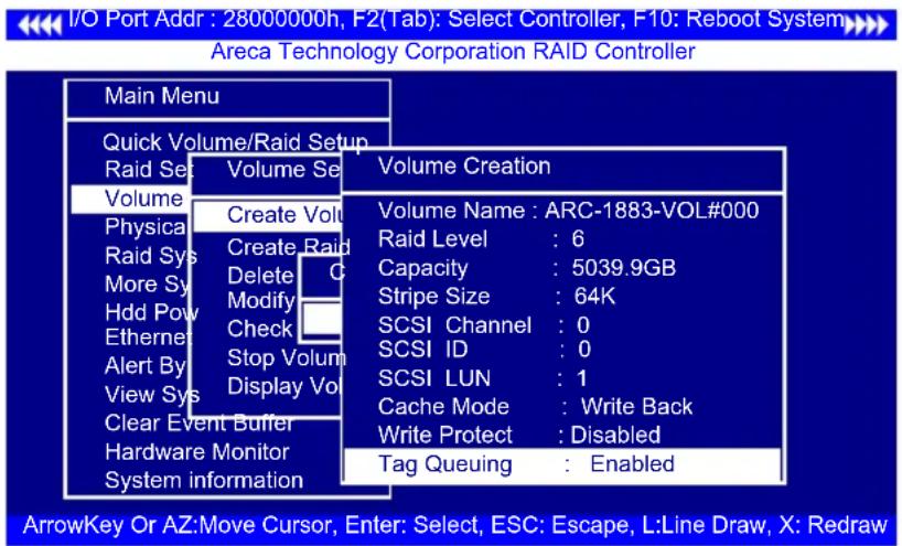 I/O Port Addr : 28000000h, F2(Tab): Select Controller, F10: Reboot System Areca Technology Corporation RAID Controller Main Menu Quick Volume/Raid Setup Raid Set Volume Se Volume Create Vol Physical Create Vou Raid Sys Create Raid More Sy Delete G Hdd Pow Modify Ethernet Check Alert By Stop Volum Vi…