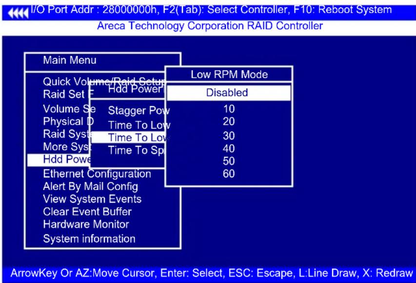I/O Port Addr : 28000000h, F2(Tab): Select Controller, F10: Reboot System Areca Technology Corporation RAID Controller Main Menu Quick Volume/Raid Setup Raid Set F Hdd Power Volume Se Stagger Pow Physical D Time To Low Raid Syst Time To Low More Syst Time To Sp Hdd Pow Ethernet Configuration Alert B…
