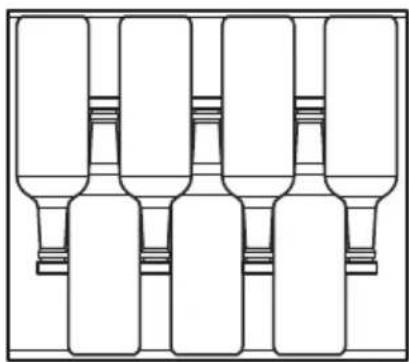 Line drawing of five identical bottles arranged in a row (no text or symbols)