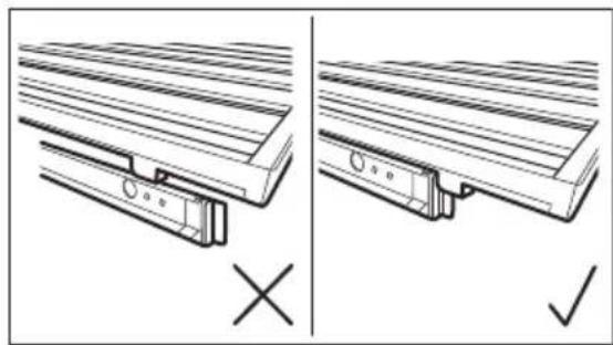 Technical diagram showing two views of a structural component with cross and check symbols (no text or labels)
