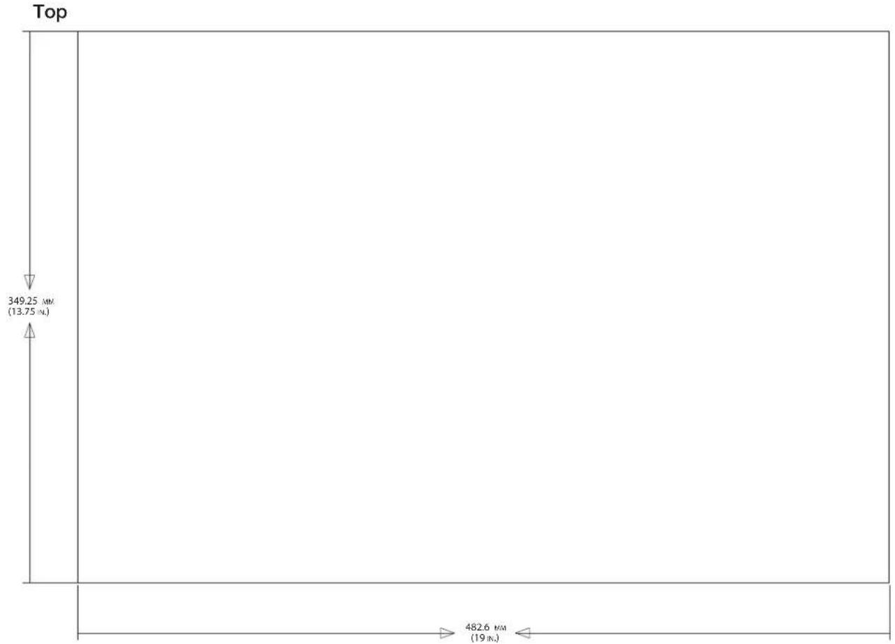 Top | Dimension | Value | | :--- | :--- | | Top | 349.25 mm (13.75 m.) | | Top | 482.6 mm (19 m.) |