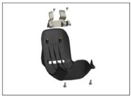 3D model of a black car seat with seat connectors and mounting feet (no text or symbols visible)
