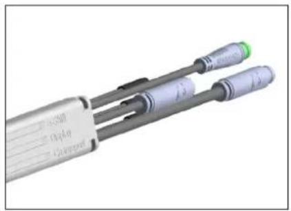 3D rendering of a mechanical device with cylindrical components and a green indicator light (no text or symbols visible)